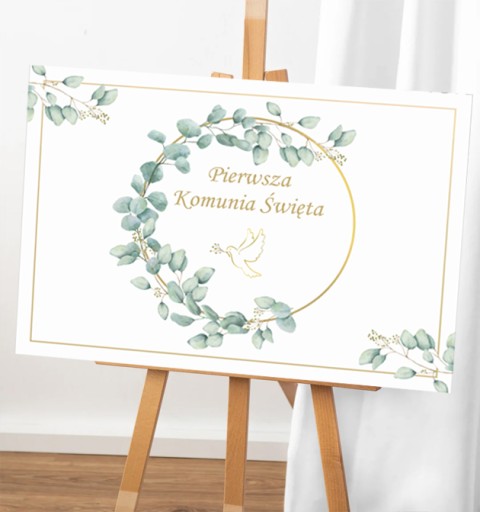 PAPIEROVÝ PLAGÁT NA PRIJÍMANIE PRVÉ SVÄTÉ PRIJÍMANIE ZLATÁ HOLUBICA 68X48