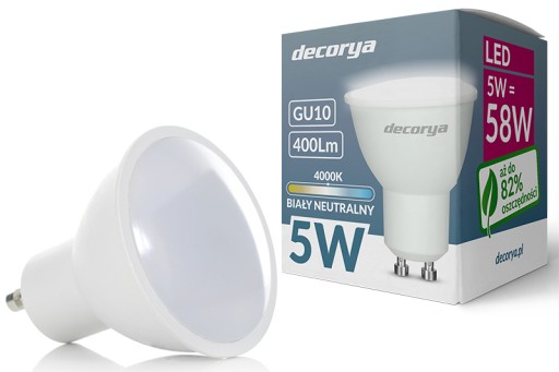 LED ŽIAROVKA SMD GU10 Decorya 5W 4000K CCD NEBLIKAJÚCA NEUTRÁLNA BIELA