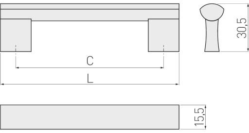 Nábytková úchytka B311, 480 mm, farba a materiál: hliník, GTV