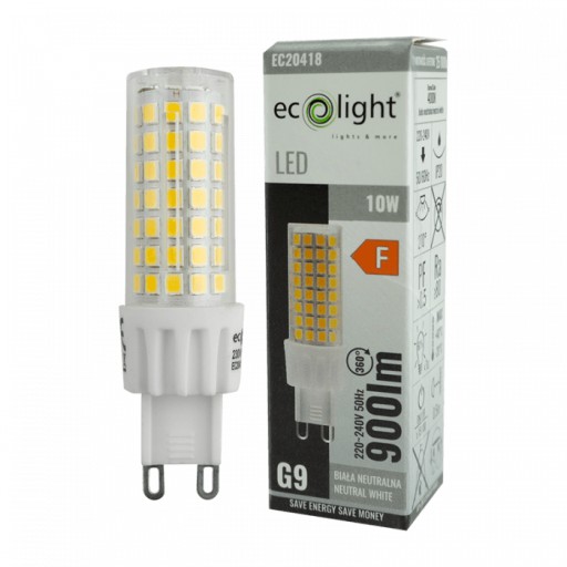 G9 LED žiarovka 10W 4000K 900lm Farba svetla Neutrálna ECOLIGHT