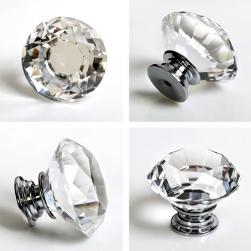 Nábytkový gombík CRYSTAL, briliant, 30 mm