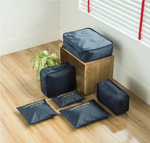 NAVY BLUE Cestovný organizér Sada 6 kusov na kufre, tašky, skrine, modrá