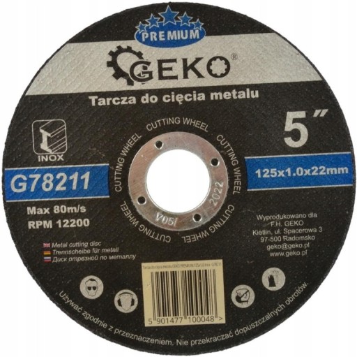 KOVOVÉ OCELOVÉ REZNÉ KOTÚČE 125x1,0 INOX PREMIUM