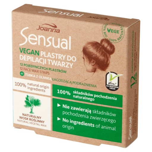JOANNA Sensual Vegan depilačné pásiky na tvár 12 ks + olivový olej
