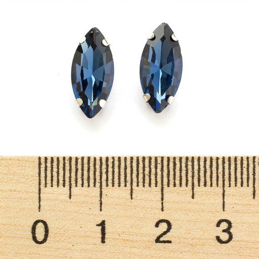 kamienky na šitie, sklo, mosadzný podstavec, konské oko, 15x7x5mm, 10ks