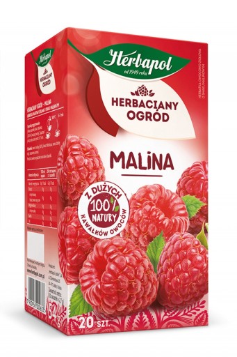 Čajový záhradný čaj 20 vrecúšok, malinový