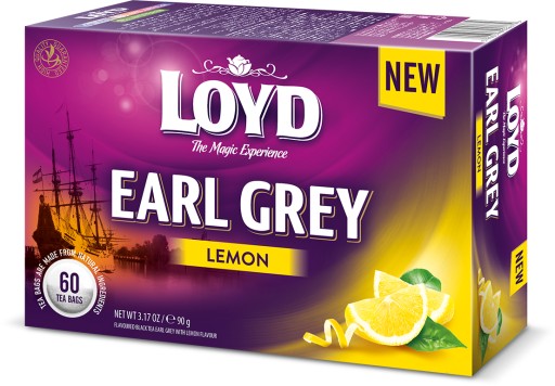 Expresný čierny čaj Earl Grey s citrónom veľké balenie 60 T. LOYD