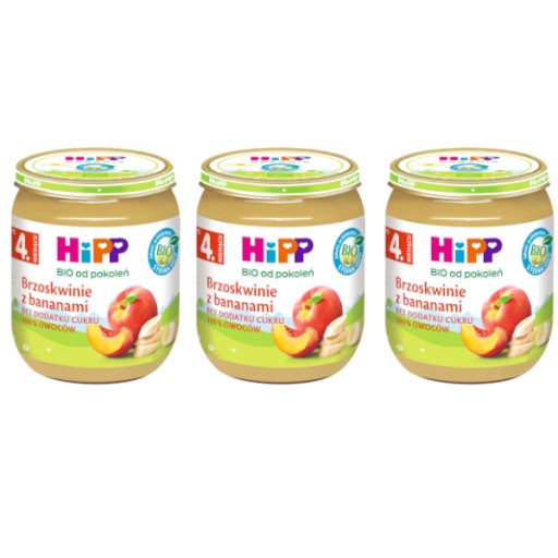 HiPP BIO Broskyne s banánmi po 4 mesiacoch 3x125g