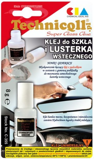 KYANOAKRYLÁTOVÉ LEPIDLO NA SKLO A SPÄTNÉ ZRKADLÁ