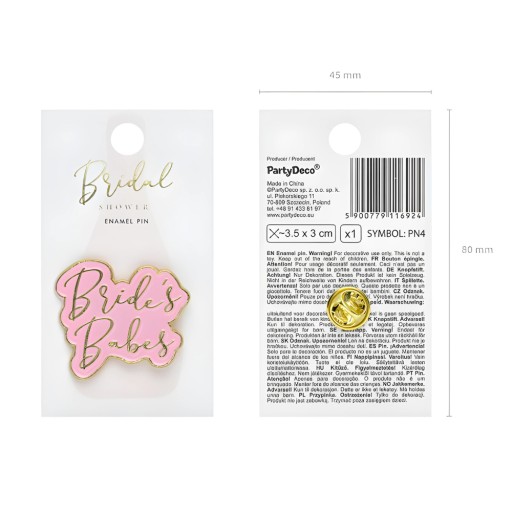 Bride's Babes Hen Party Pin pre družičky, ružová a zlatá
