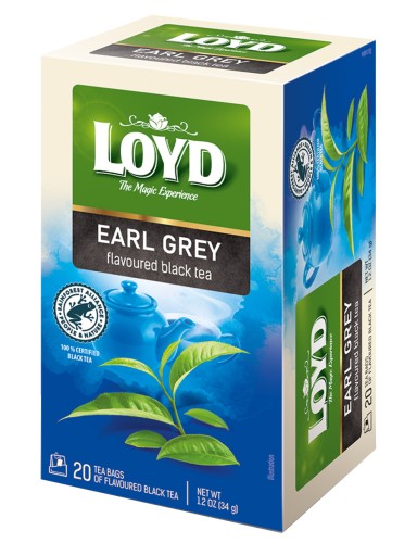 Expresný čierny čaj Earl Grey v 20T obálkach LOYD