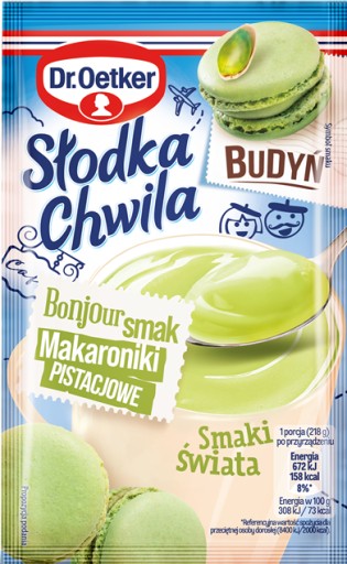 DR. Oetker Słodka Chwila Puding s príchuťou pistáciových makróniek 2 x 43 g