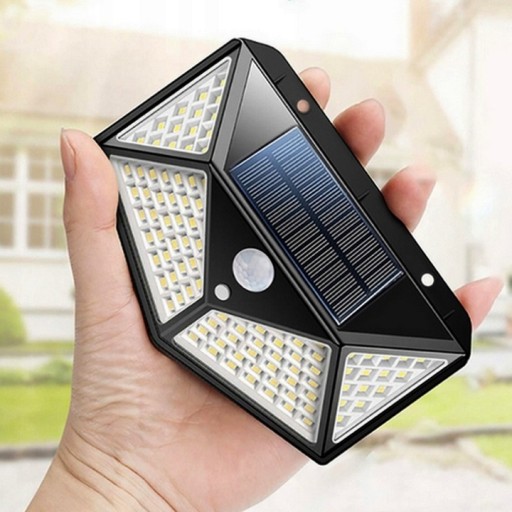SOLÁRNE SVIETIDLO SO SNÍMAČOM POHYBU SÚMRAK, ZÁHRADNÁ FASÁDA, 100 LED
