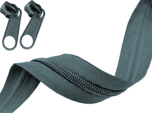 PÁSKA NA Zips 3mm ŠPIRÁLOVÝ Zips ŠEDÝ 5m + 10 zips