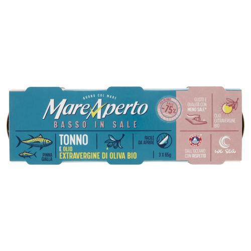Taliansky konzervovaný tuniak s nízkym obsahom soli MAREAPERTO 3X65g 195g