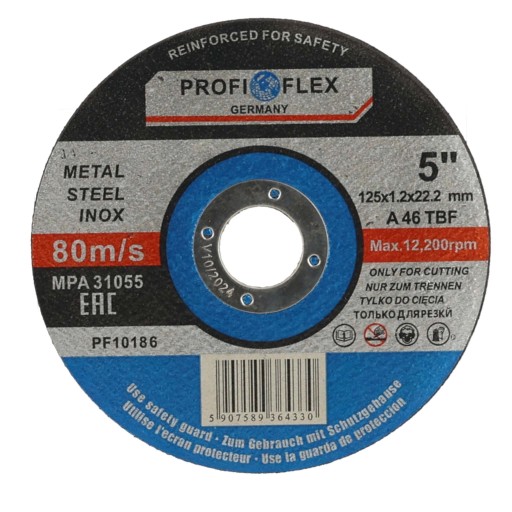 Rezný kotúč na kov, oceľ INOX, 125 x 1,2 x 22 PROFI FLEX, silný, 1 ks.