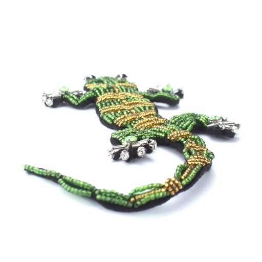 Nášivka jašterica Gecko s štrasovými korálkami