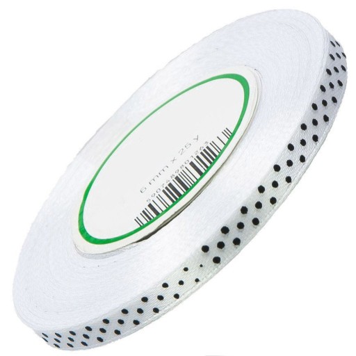 Bodkovaná saténová stuha 6mm 22m 01 biela