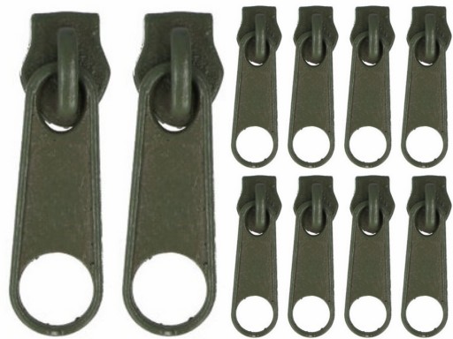 Jazdce zipsov pre pásku zips OLIVE 5mm - 10ks