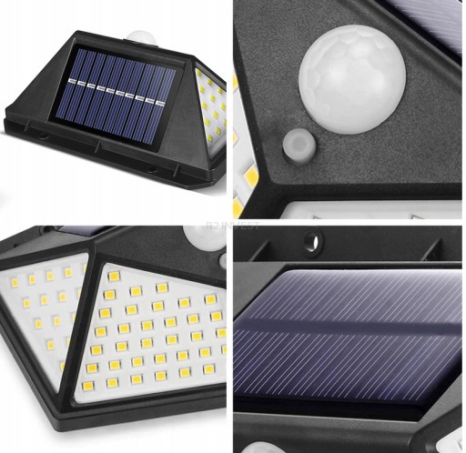 SOLÁRNE SVIETIDLO SO SNÍMAČOM POHYBU SÚMRAK, ZÁHRADNÁ FASÁDA, 100 LED