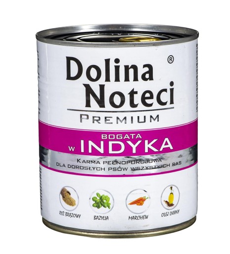 DOLINA NOTECI Premium, bohaté na morčacie, mokré krmivo pre psov, konzerva, 800 g