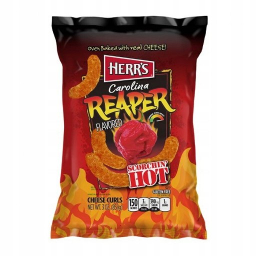 Herr's Carolina Reaper Curls Crisps Pikantná paprika Hot 113g UK