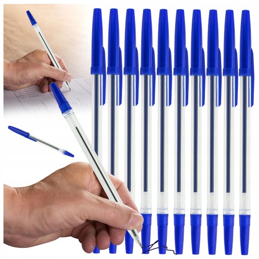 BALLPOINT perá modré 10 kusov 1mm do školských kancelárií sada s uzáverom