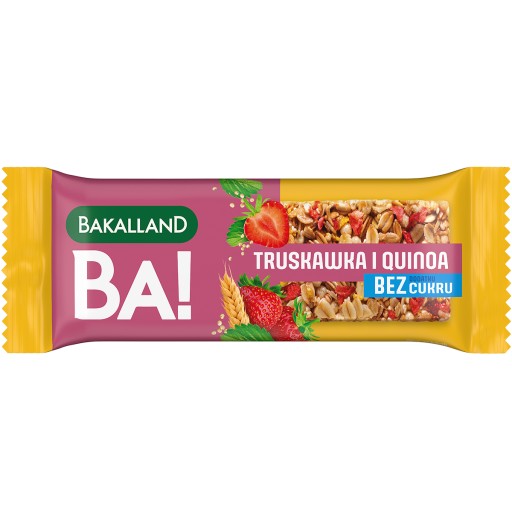 Cereálna tyčinka bez cukru Jahoda a Quinoa Bakalland Ba! 6x40g raňajky
