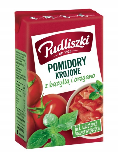 Pudliszki Plátky paradajok s bazalkou oregano 390g