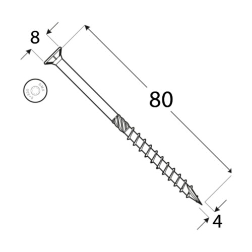 TESÁRSKE SKRUTY DO DREVA 4x80 KUŽELOVÝ TORX 100 ks CS 04080 DOMAX