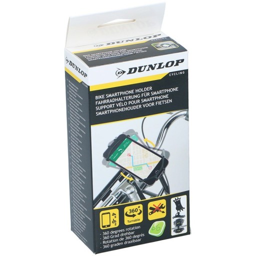 Dunlop - držiak telefónu na bicykel 10-15 cm otočný (sivý)