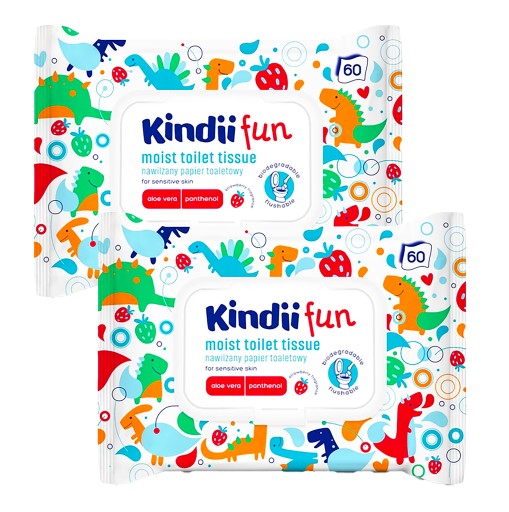 Kindii fun VLHČENÝ TOALETNÝ PAPIER VLHČENÉ Utierky sada 120 kusov