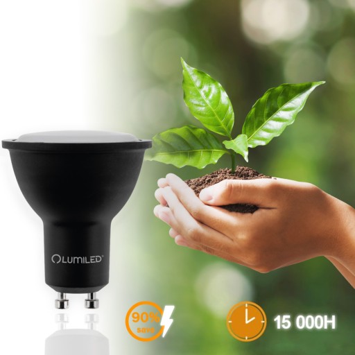 GU10 LED žiarovka 6W = 50W 580lm 4000K NEUTRÁLNA ČIERNA 120° PREMIUM LUMILED