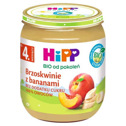 HiPP Bio broskyne a banány, 125g