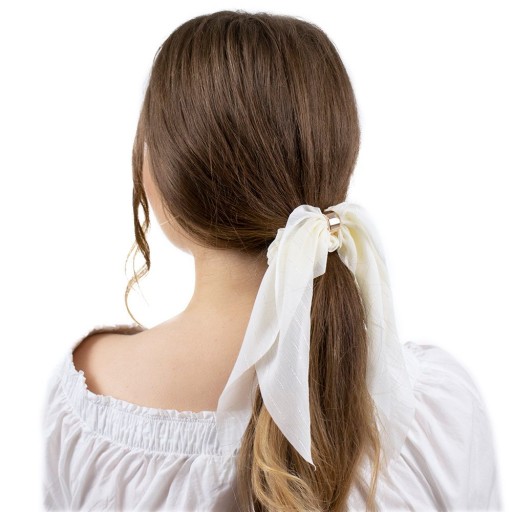 HAIR RUB, šatka s mašľou, scrunchies ECRU