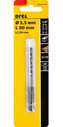 VŔTAČKA DO KOVU ŠESTIHRANNÁ RÝCHLA VÝMENA 3,5mm