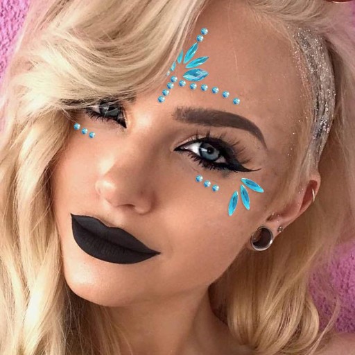 Kryštáľové 3D nálepky na tvár MAKE UP festival SAMOLEPIACA MODRÁ