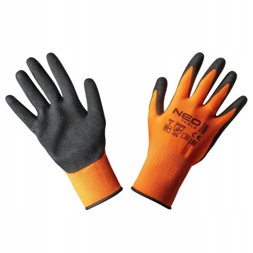 NEO 97-642-10 Pracovné rukavice, polyester potiahnutý nitrilom, veľkosť 10