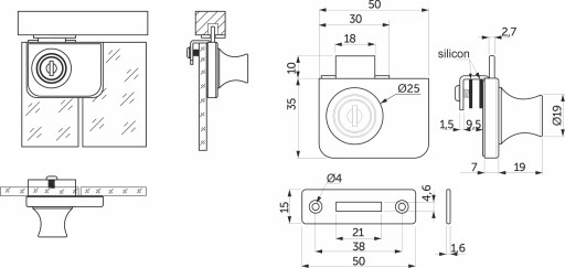 WINDOW LOCK 409 AKS dvojité sklenené dvere