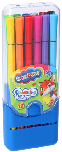 12-farebné fixky v plastovej krabičke Bambino