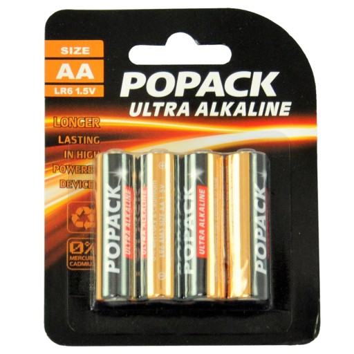 Balenie alkalických batérií AA LR6 1,5V, sada 4 ks