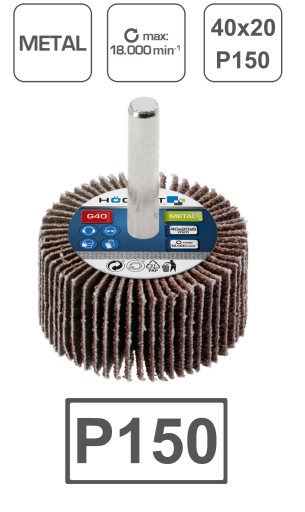 Brúsny kotúč namontovaný lamelový 40x20x6 G150 Hogert