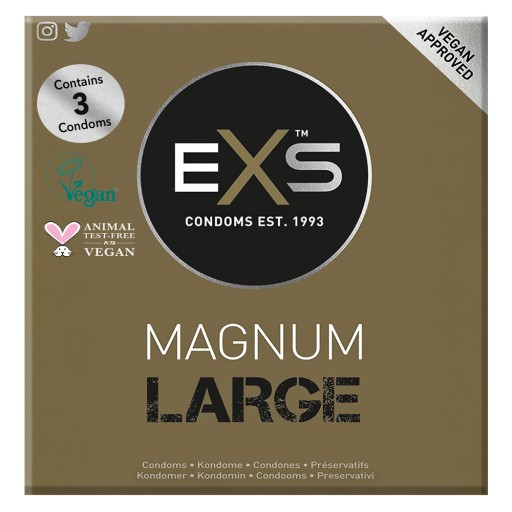 Kondómy veľká veľkosť široký penis XL zväčšený EXS Magnum XL 3 ks.