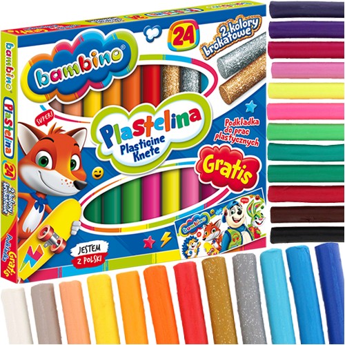 BAMBINO ŠKOLA Plastelína 24 FARIEB + PODLOŽKA