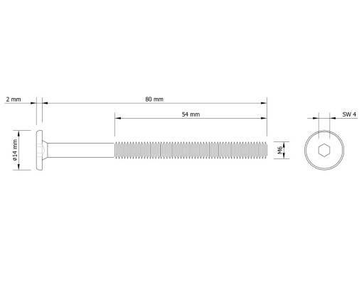 10x metrická skrutka M6 x 80 mm žlto pozinkovaná, valcová hlava, nábytková skrutka