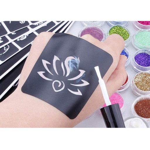TETOVANIE VEĽKÁ SADA GLITROVÝCH ŠABLON DIY TETOVANIE