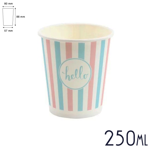 Papierové šálky na kávu 250 ml - PASTELOVÉ šálky na čaj 100 ks