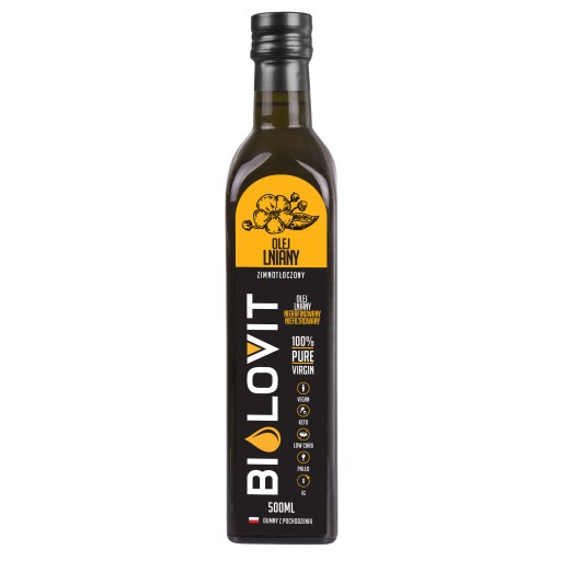 Ľanový olej lisovaný za studena, nerafinovaný, nefiltrovaný, 500 ml