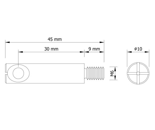 1x Nábytková spojka sudov Ø 16 mm pre pevný nábytok