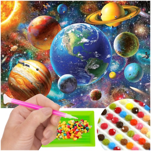 MOZAIKA diamantová výšivka COSMOS 5D diamantová maľba SOLAR SYSTEM 40x30cm